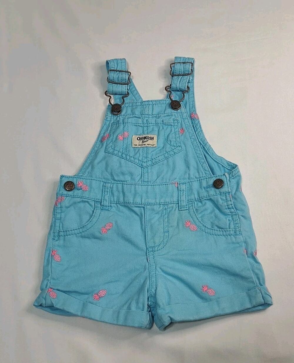 Oshkosh B’ Gosh Vestback Pineapple Print Shortalls/Overalls Size 18M, GUC